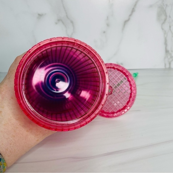 Starbucks 2022 Watermelon Pink Purple Gradient Ombre Grid 24oz Venti Tumbler Cup - Picture 6 of 6